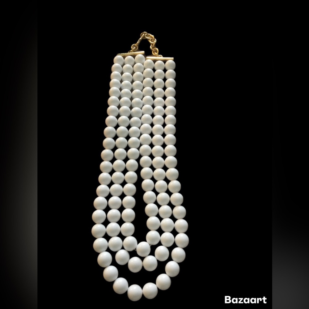 Monet Gold and White Beaded Necklace